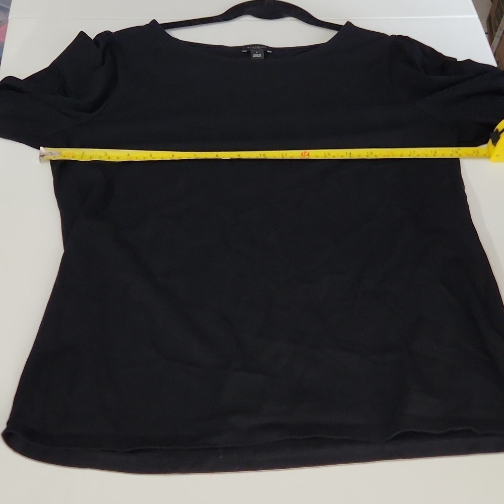 Ann Taylor Factory Blouse Size L Black Balloon Sleeve Top Shirt - Picture 8 of 9